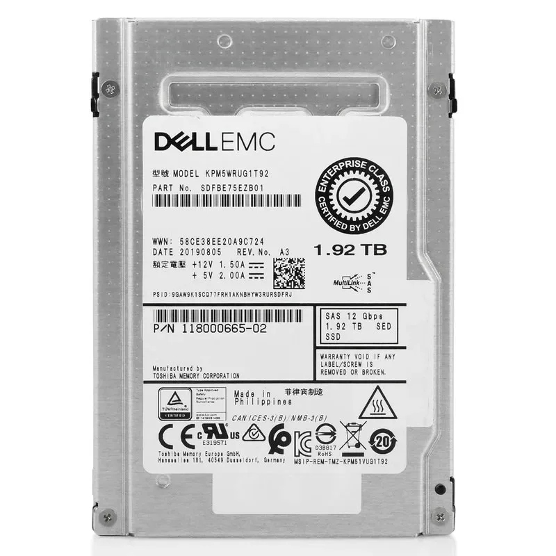 Dell EMC 1.92TB SAS SSD 12G SFF P/N: 4CN85 