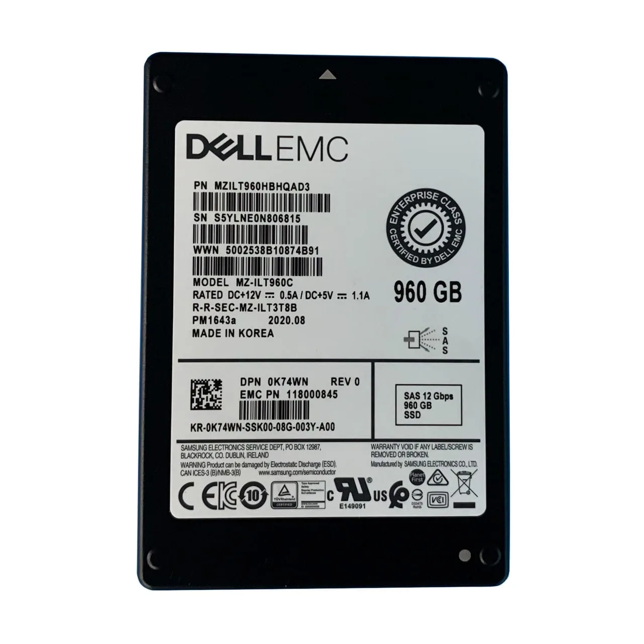 Dell EMC 960GB SAS 12Gbps SFF P/N: K74WN