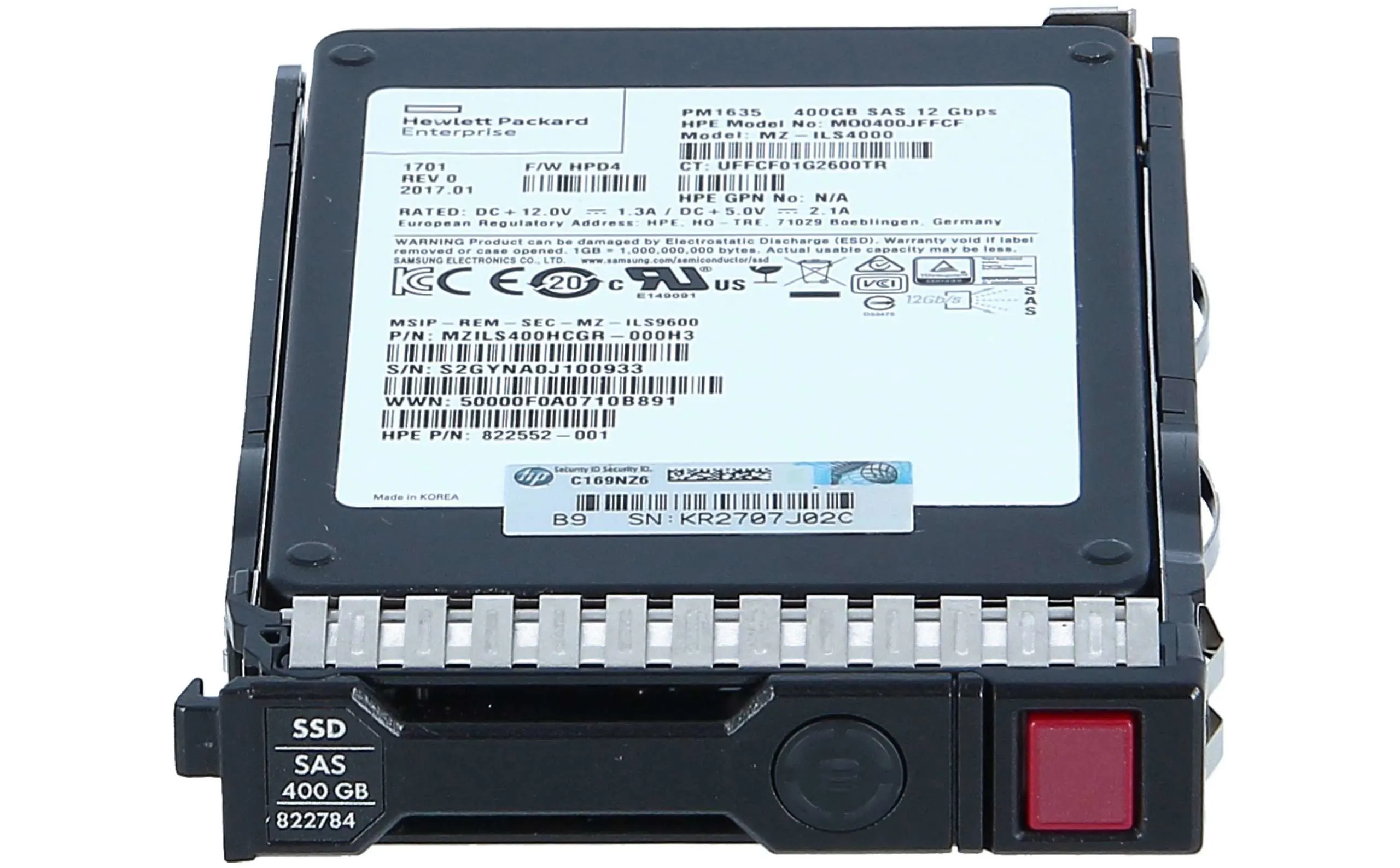 HPE 400GB 12Gbps SAS SFF PM1635 P/N: 822552-001 