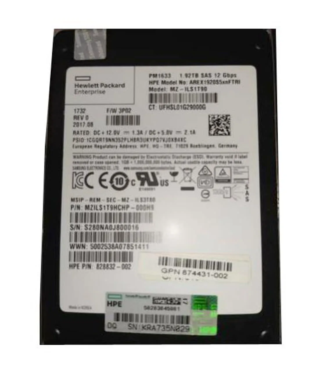 HPE 874431-002 1.92TB SAS 12Gbps SFF 2.5