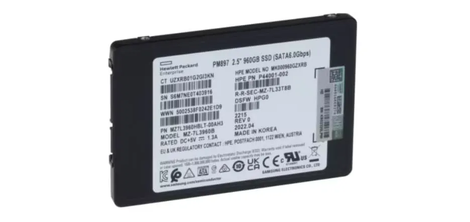 HPE 960GB SATA 6Gbps SFF PM897 SSD P/N: P44001-002